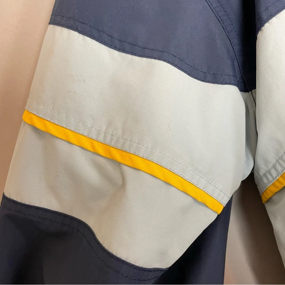 Vintage Wave Rave Jacket Men Snowboarding Blue Nylon 90s Zipper Yellow Coat‎